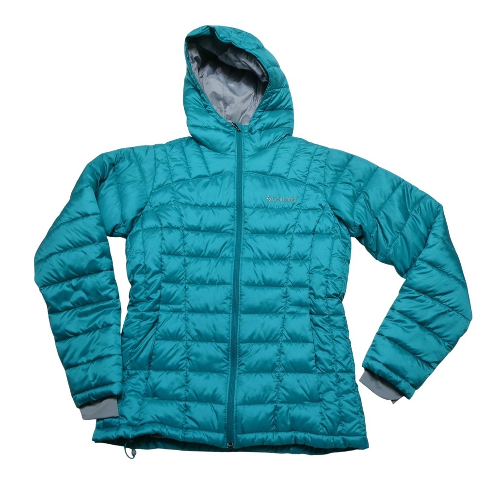 Columbia Jacket Womens Small Blue Thermal Coil‎ Hooded Puffer Full Zip Warm